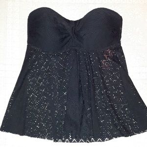 Black Halter Neck Tankini Swim Tube Top Small NWT